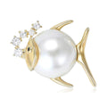 Pearl Fish Brooch In 2 Styles With Polished Metal And Decorative Details view 1