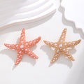 Gold Tone Starfish Pearl Look Two Designs Metal Brooch Pin view 4