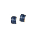 Gold Frame Deep Blue Swirl Curve Stud Earrings Pair view 5