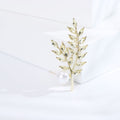 Crystal Leaf Sprig Brooch In 3 Styles With Polished Metal And Decorative Details view 8
