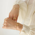 Lucky Disc Charm Ball Chain Bracelet Gold Or Steel Tone view 1