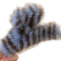 Blue Brown Striped Faux Fur Shark Claw Hair Clip Plush view 5