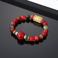 Multicolor Bead Stretch Bracelets with Carved Barrel Center Beads view 6