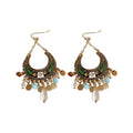 Multicolor Crescent Beaded Bohemian Statement Hook Earrings view 5