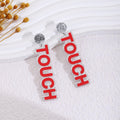 Touch Down Football Colorful Acrylic Dangle Stud Earrings view 2