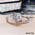 Silver Tone Round Crystal Halo Ring and Band Set Statement Jewelry view 5