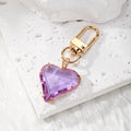 Faceted Heart Crystal Keychains Gold Lobster Clasp 7 Colors view 9