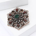 Ornate Floral Medallion Brooch with Deep Green Center view 3