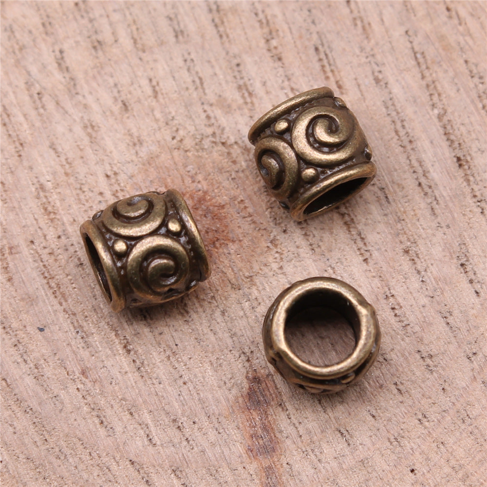 9x9x8mm 1.4g Zinc Alloy Roman Pattern Large Hole Spacer Beads for Bracelet Necklace DIY Jewelry