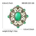 Baroque Oval Cabochon Brooch in Green or Pale Blue Crystal view 6