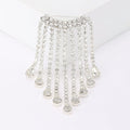 Rhinestone Fringe Chain Brooch Teardrop Crystal Pin view 7