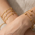 Gold Steel Bar Station Chain Bracelets With Extender view 4