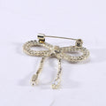Clear Rhinestone Bow Brooch Dual Crystal Drop Tassel Chains view 3