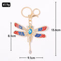 Enamel Rhinestone Dragonfly Keychain Gold Three Wing Colors view 3