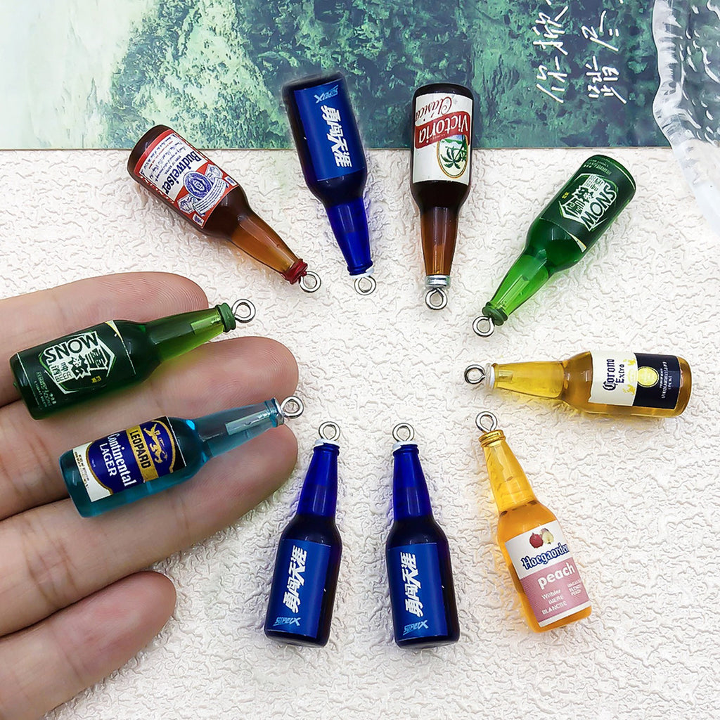 Acrylic Mini Beer Bottle Charm Pendant for DIY Keychain Necklace Earrings Making