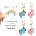 Pink Blue Baby Feet Enamel Keychain Gold Lobster Clasp view 6