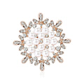 Round Pearl Sunburst Brooch in Rose Gold or Silver Tone view 2