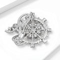 Crystal Ship Anchor Brooch in Blue or Pink Colorways view 3