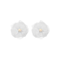 Layered Sheer Fabric Flower Statement Stud Earrings view 5