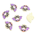 Purple Winged Cat and Bat Enamel Alloy Charm Pendants view 7