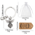 Silver Angel Pearl Rhinestone Cap Split Ring Keychain view 2