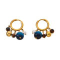 Tiger Eye and Pearl Cluster Hoop Earrings in Two Metal Tones view 5