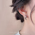 Twisted S Curve Metal Stud Earrings Silver Gold Styles view 4