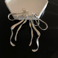 Colorful Cord Bow Stud Earrings with Long Looped Ribbon Tails view 9