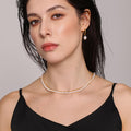 Gold Double Layer Freshwater Pearl And Chain Necklace Set view 2