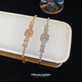 Silver Tone Rectangle Crystal Link Slider Bracelet With Unlisted Gold view 1