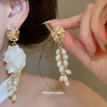 Gold Chain Conch Shell Necklace and Pearl Drop Earrings view 3