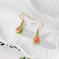 Enamel Fruit Charm Drop Earrings Gold Hooks 13 Styles view 12
