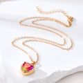 Gold Tone Iridescent Faceted Heart Pendant Necklaces in Six Colors view 5
