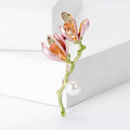 Twin Magnolia Bud Brooch With Pearl Accent in Pink or Blue view 2