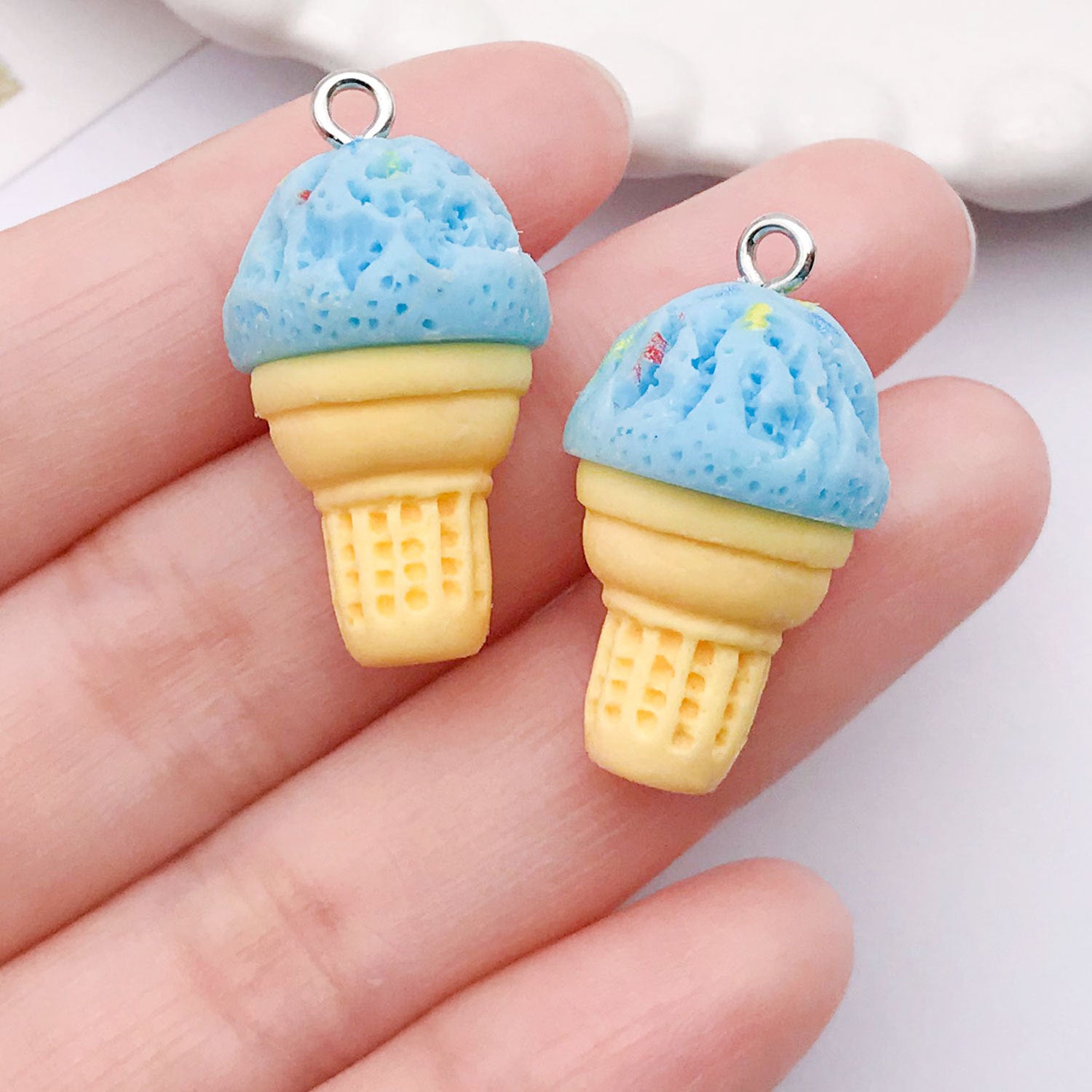15x28mm Resin Ice Cream Charm Pendant for Bracelet Necklace Keychain DIY Jewelry