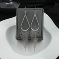 Gold and Silver Teardrop Chain Fringe Statement Earrings view 7