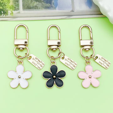 Colorful Flower Charm Keychains in 12 Simple Floral Styles