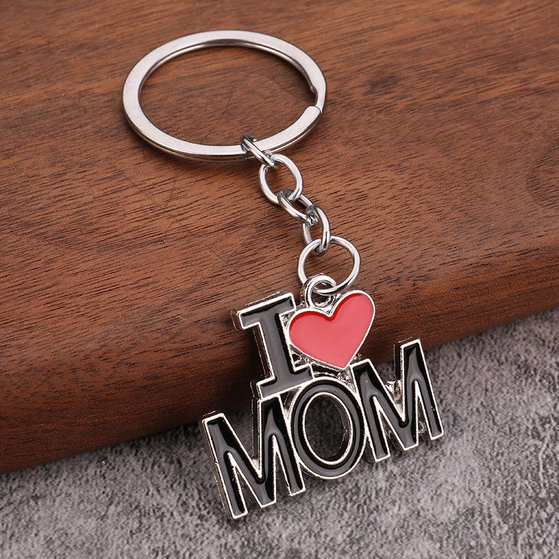 Family DAD MOM MAMA PAPA Heart Metal Keychain Gift Pendant