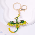 Enamel Flying Dragon Keychain Metal Winged Creature Charm view 2