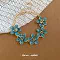 Gold Enamel Flower Link Bracelets In Pink Blue White view 4