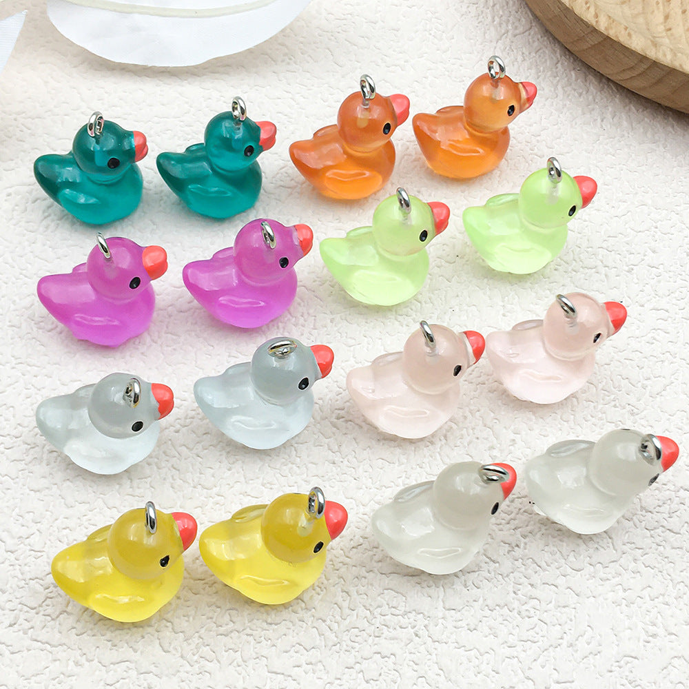 Resin Glow in the Dark 3D Duck Charm Pendant for Keychains Necklaces and Bracelets