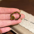 Tiger Eye Beaded Elastic Ring Heart Charm 2 Styles view 7