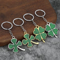 Green Glitter Four-Leaf Clover Metal Keychain, Four Styles view 1
