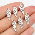Slender Engraved Leaf Charms in Antique Silver for Jewelry Making view 1