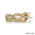 Gold Tone Crystal Interwoven Knot Band Ring Polished Metal Jewelry view 5