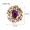 Purple Gold Tone Flower Openwork Crystal Two Designs Metal Brooch Pin view 2