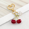 Glitter Resin Cherry Charm With Enamel Flower Accent view 3