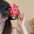 Fabric Flower Duckbill Hair Clips Blue Red Orchid Styles view 4