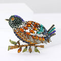 Oversized Crystal Bird on Branch Brooch in Blue or Brown view 2