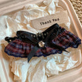 Plaid Ruffle Bow Banana Hair Clip Crystal Ribbon 2 Colors view 6